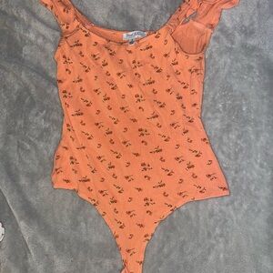 Orange Floral Bodysuit
